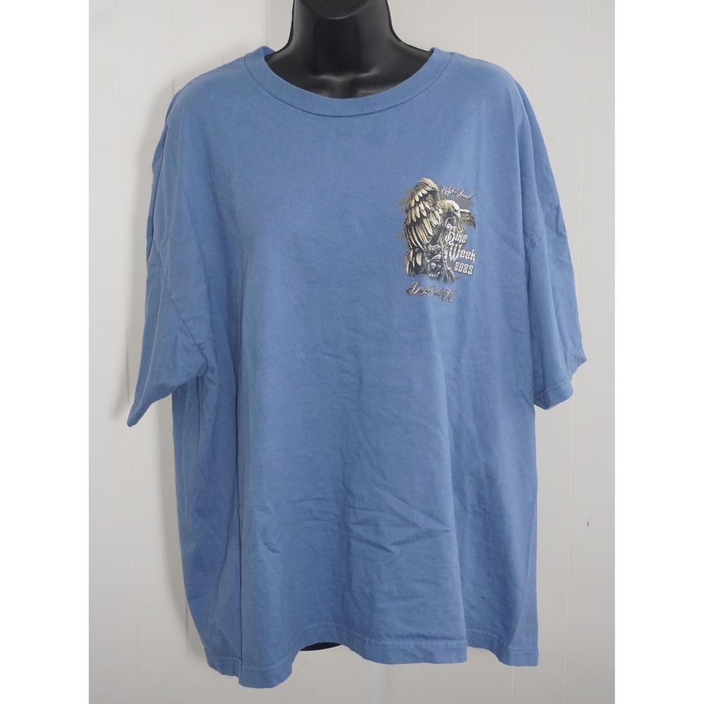 Hanes 2XL Blue Cotton Daytona Beach Bike Week 2025 Graphic Tee